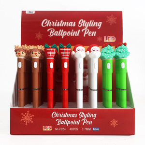 Bolígrafo creativo de dibujos animados navideños personalizado con LED, diseño de alce, sombrero festivo, muñeco de nieve, set de regalo al por mayor, plástico con impresión UV - Product Image 6