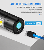 Lampe torche tactique LED COB portable 10W 1000 lumens, mini, rechargeable par USB, en alliage d'aluminium, camping, IP55, EDC