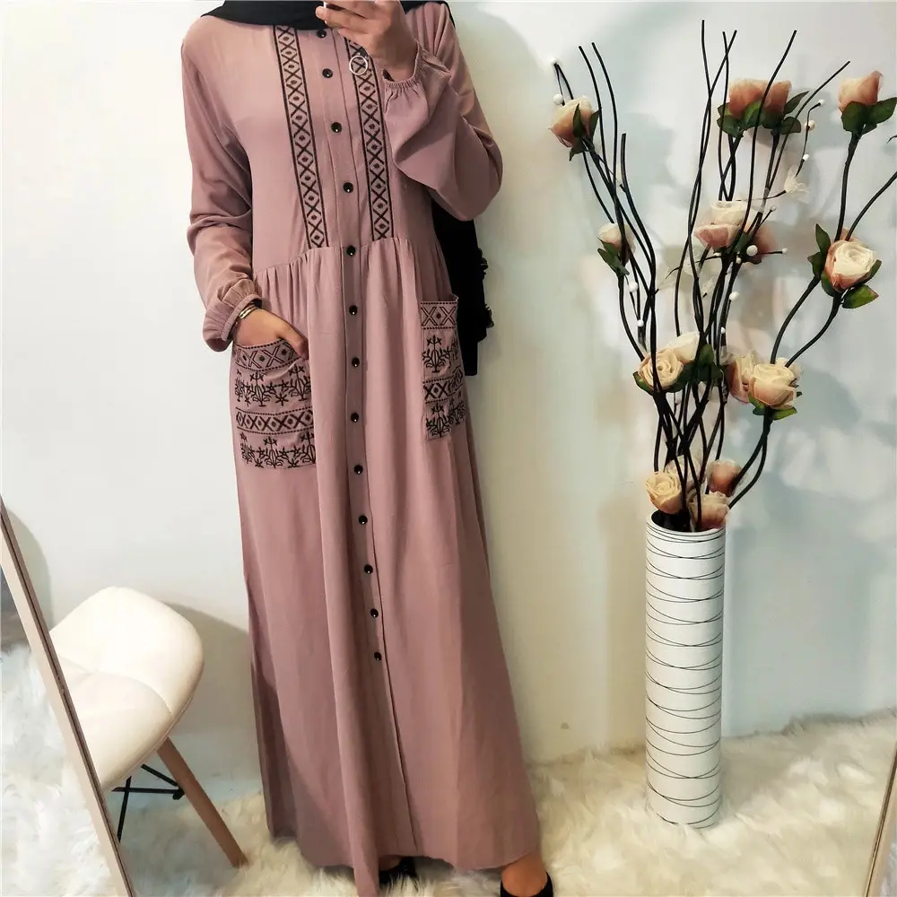 EID Hot Selling Arabic Style Embroidery Kaftan Abaya Dubai Muslim Dress Islamic Clothing Women Jilbab