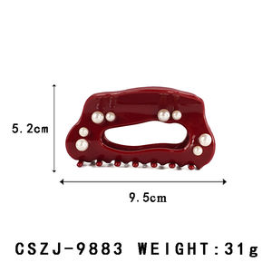 YIYI 9,5 cm Borde de onda sólida temperamento garra para el cabello hueco blanco perla acetato pinza para el cabello pinza coreana personalizada para mujeres - Product Image 2