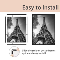 Cadre photo mural en plastique noir avec impression par transfert thermique, logo personnalisé Homco, taille rectangulaire, galerie d'affichage