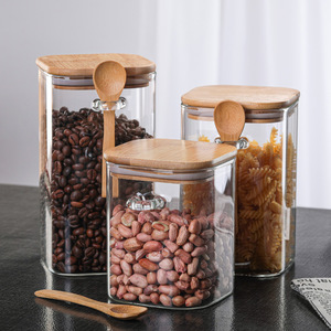 1200 مللي مخزنة مربع كبير الزجاج المنظم تخزين الحاويات المطابخ مجموعات الزجاج مجموعة جرة - Product Image 1