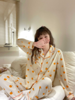 Nouveau design pyjamas décontracté à manches longues filles vêtements de nuit tricoté ensemble pyjamas femme foudre pj ensembles pour femmes