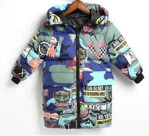 Hot selling child Cartoon print warm waterproof windproof boys winter Hooded Down jacket boys jacket Made In Bangladesh