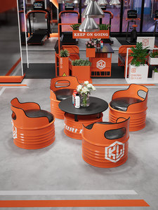 Juego de <span class=keywords><strong>Mesa</strong></span> y Taburetes de <span class=keywords><strong>Barril</strong></span> de Metal con Diseño Retro Industrial para Restaurante, Muebles de <span class=keywords><strong>Barril</strong></span> con Logotipo Personalizado para Cafetería y Bar - Product Image 3