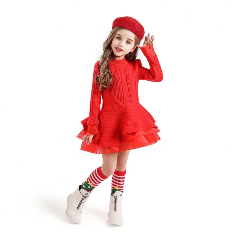 ชุดเดรสคริสต์มาสแขนยาวสำหรับเด็กผู้หญิง,ชุดเดรสผ้าชีฟองสำหรับฤดูหนาวเสื้อผ้าเด็กสำหรับงานเลี้ยงปีใหม่8230455