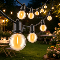 Guirlande lumineuse LED G40, étanche IP54, ampoule à filament vintage pour extérieur, guirlande décorative, intensité variable, 2700K, lumière chaude