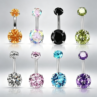 Anneau de nombril de luxe en zircon 5A, piercing de nombril en acier inoxydable 316L à filetage externe, bijoux de piercing corporel pour les soirées