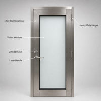 Porte intérieure personnalisée en acier inoxydable 304 avec fenêtre simple/double vitrage – Fournisseur d'usine OEM/ODM – Vente directe usine – Personnalisation sur mesure