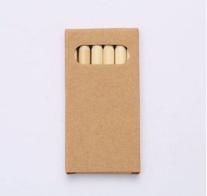 Crayons promotionnels standard en bois naturel, personnalisables avec logo, mini 3,5 pouces, lot de 6, boîte en papier kraft colorée - Product Image 1