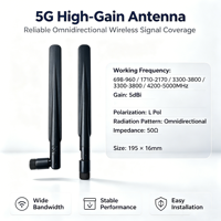 Antenne 4G 5G omnidirectionnelle à gain élevé, sans fil, IP65, large bande de fréquences 698-5000 MHz, routeur modem intérieur/extérieur