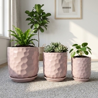 Nouveaux pots de plantes modernes roses en lot de 3 avec trous de drainage pour une utilisation en intérieur et en extérieur, plantes d'intérieur, fleurs, semis, pépinière