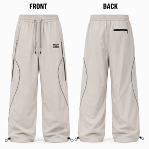 Pantalon de jogging en nylon personnalisé, léger, résistant à l'eau, coupe ample, poche zippée, ourlet ajustable, pour hommes - Product Image 3