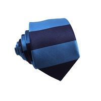 Cravates pour hommes à rayures larges et audacieuses, bleu foncé, jacquard personnalisé, tissées en Chine, vente en gros, cravates en soie fines à rayures horizontales pour hommes