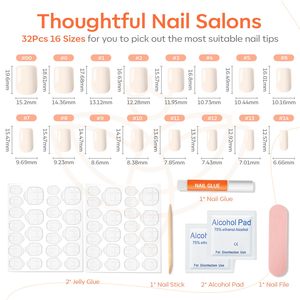 Prensa blanca <span class=keywords><strong>en</strong></span> las uñas, uñas cuadradas cortas, kit de uñas reutilizable con pestañas adhesivas para pegamento de uñas Mini lima de uñas - Product Image 5