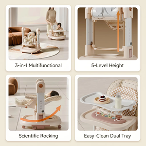 Sedia a <span class=keywords><strong>dondolo</strong></span> per l'alimentazione del bambino e deambulatore pieghevole portatile multifunzionale regolabile bambino da pranzo mangiare seggiolone 3 in 1 - Product Image 3