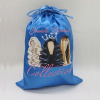 28x40cm Seidenbeutel mit Individuellem Logo-Druck, Staubdichte Satin-Perückenbeutel, Pinkfarbener Satin-Zugbeutel für Haarverpackungen