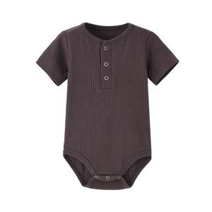 Manches courtes unisexe bébé vêtements côtelés bébé barboteuse garçons filles vêtements couleur unie nouveau-né côtes point bébé body tricoté - Product Image 2