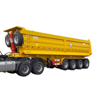 Heavy Duty 3 essieux Cargo Transport de marchandises sèches Camion Conteneur 28ft Arrière Dump Semi Remorque