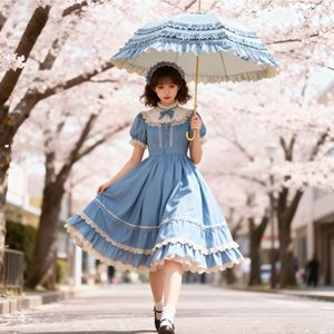 Parapluie Lolita de style japonais, épaissi, avec revêtement coloré, protection solaire, dentelle, pour princesse, original, pour filles, vente en gros - Product Image 4