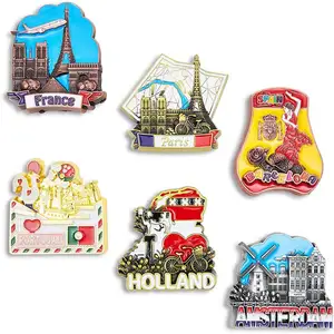 Prezzo competitivo in metallo regalo promozionale diversi paesi magneti frigo turismo souvenir personalizzano magnete frigorifero
