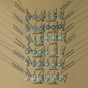 Bohemian Turquoise <b>Necklace</b> And Earring <b>Sets</b> For Women Alloy Tibetan <b>Silver</b> Party Jewelry <b>Sets</b> Flower Design 2024 - Product Image 3