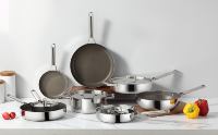 Poêle à frire en titane à trois couches, maîtrise rapide de la chaleur, cuisson saine sans huile, poêle professionnelle de cuisine