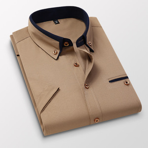 All'ingrosso Business Office WearCasual uomo tinta unita camicia a <span class=keywords><strong>maniche</strong></span> <span class=keywords><strong>corte</strong></span> camicia formale da uomo personalizzata - Product Image 6