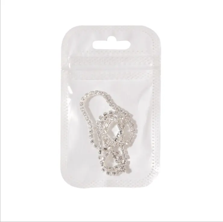 Chaîne de perles en strass de 4-25cm, en métal argent, 3d, diamant Ab, peut être coupé, breloque à ongles, Diy