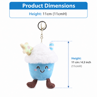 Peluche super douce 100% polyester, poupée en forme de tasse à glace brodée, jouet anti-stress