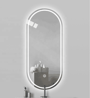 Miroir de salle de bain LED mural à capsules, avec capteur tactile, anti-buée, éclairé, pour salle de bain