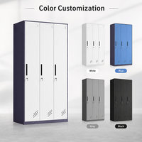 Armoire en acier à 3 portes avec portes métalliques verrouillables pour chambre à coucher, dortoir, appartement et rangement sécurisé des vêtements du personnel