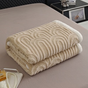 Modern Boho Style Beige <b>Bed</b> Blanket 3D Textured Sherpa <b>Throw</b> 200x230cm Poland Warehouse Ready to Ship - Product Image 1