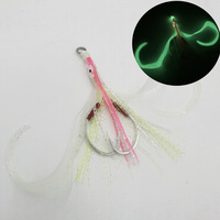 Hameçon lumineux personnalisé en gros pour la pêche au poisson-hache, hameçon double pour pieuvre et calmar, leurre métallique, pêche en mer en gros