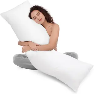 Подушка для всего тела для взрослых (белая 20x54 дюйма), длинная подушка для сна, большая подушка для боковых спальных