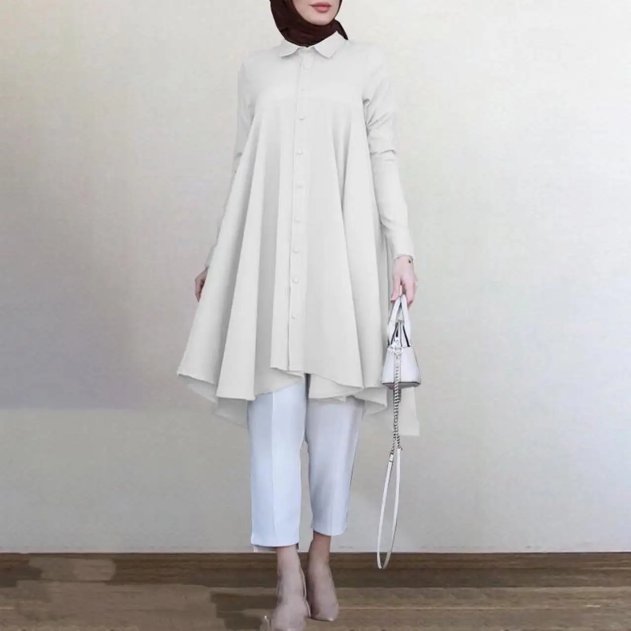 Blusa muçulmana plus size de manga comprida para mulheres, blusa de balanço, camisas islâmicas, cardigã longo, blusa de balanço para mulheres, venda imperdível