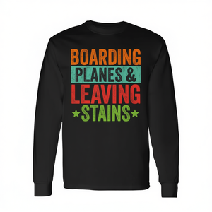 Maglietta a maniche lunghe vintage con stampa di aerei retrò e scritte che ricordano le vacanze - Product Image 2