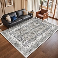 Tapis de salon moderne en polyester, doux, à motifs floraux, fabriqué à la machine, écologique, adapté aux animaux domestiques, lavable