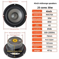 Haut-parleur rond pur de 4 pouces de gamme moyenne avec des voix pleines et des basses profondes, haut-parleur original authentique de qualité audiophile haute fidélité