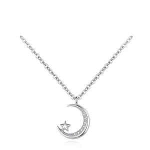 Customized Sterling Silver 925 Fashion Jewelry Pendant <strong>Necklaces</strong> Simple All Match <strong>Moon</strong> Zircon <strong>Necklace</strong> for Women - Product Image 6