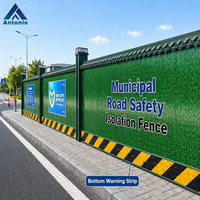 Clôture de chantier temporaire en mousse sandwich avec impression personnalisée ANTONE, bande de signalisation anti-rouille en métal pour chantier, 2m x 3m