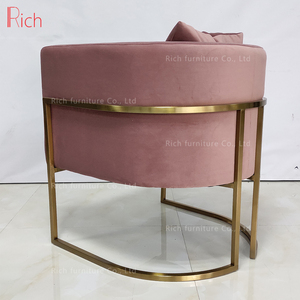 Poltrona Decorativa in Velluto <span class=keywords><strong>Rosa</strong></span> <span class=keywords><strong>Oro</strong></span> Stile Nordico per Soggiorno - Product Image 5