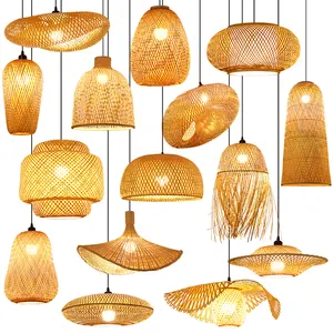 Natural Materials Handmade Floor Lamps Kit Pendant Light Chandelier Bamboo Lampshade Rattan Lamp Shade