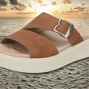 Sandales compensées à plateforme pour femme, à bout ouvert, à enfiler, avec bride à boucle, chaussures d'été décontractées pour l'extérieur - Product Image 3