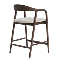 Chaise de bar en bois à dossier haut OEM/ODM avec accoudoirs, chaise de salle à manger en rotin massif en frêne, chaise de café en bois pour la maison