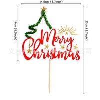 Produits tendance 2025 nouveautés motif d'arbre de noël acrylique joyeux noël Cupcake gâteau Topper noël thème fête gâteau