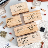Ensemble de tampons en bois vintage avec lettres et chiffres, boîte de rangement en bois naturel pour journal, scrapbooking, artisanat