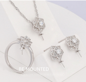En stock S925 plata esterlina conjunto de perlas de agua dulce con circón Rosa DIY accesorios al por mayor joyería de las mujeres - Product Image 6
