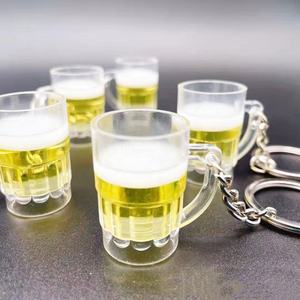 工場カスタムシミュレーションPVC3DミニビールカップDIY手作りフードキーホルダープレイアクセサリーカップ透明プラスチックキーホルダー - Product Image 2