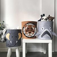 Panier à linge pliable au design moderne avec motifs d'animaux, boîte de rangement pour jouets d'enfants en feutre, organisateur de vêtements en aluminium et en tissu